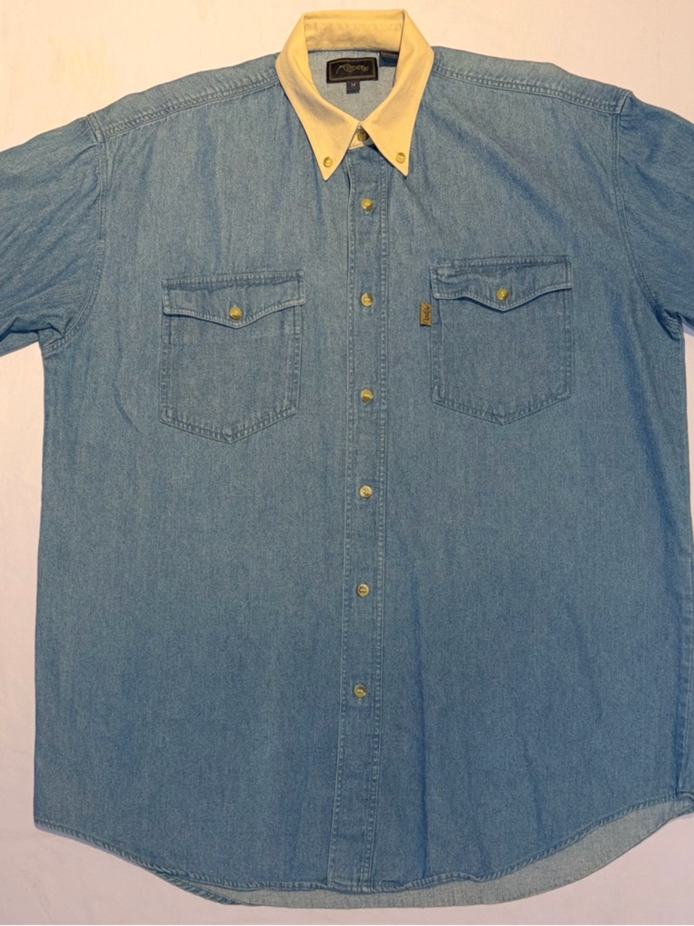 VTG Roper Men's Short Sleeve Western Denim Shirt with Contrast Collar Size M